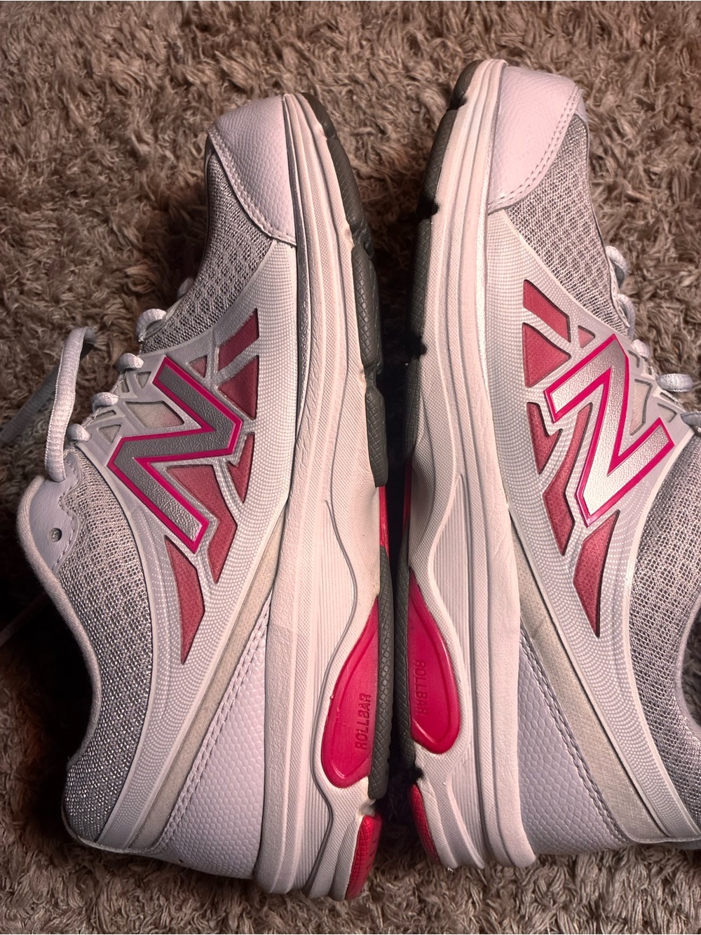 Pink and Grey New Balance 847v2 women's walking sneakers. Excellent condition